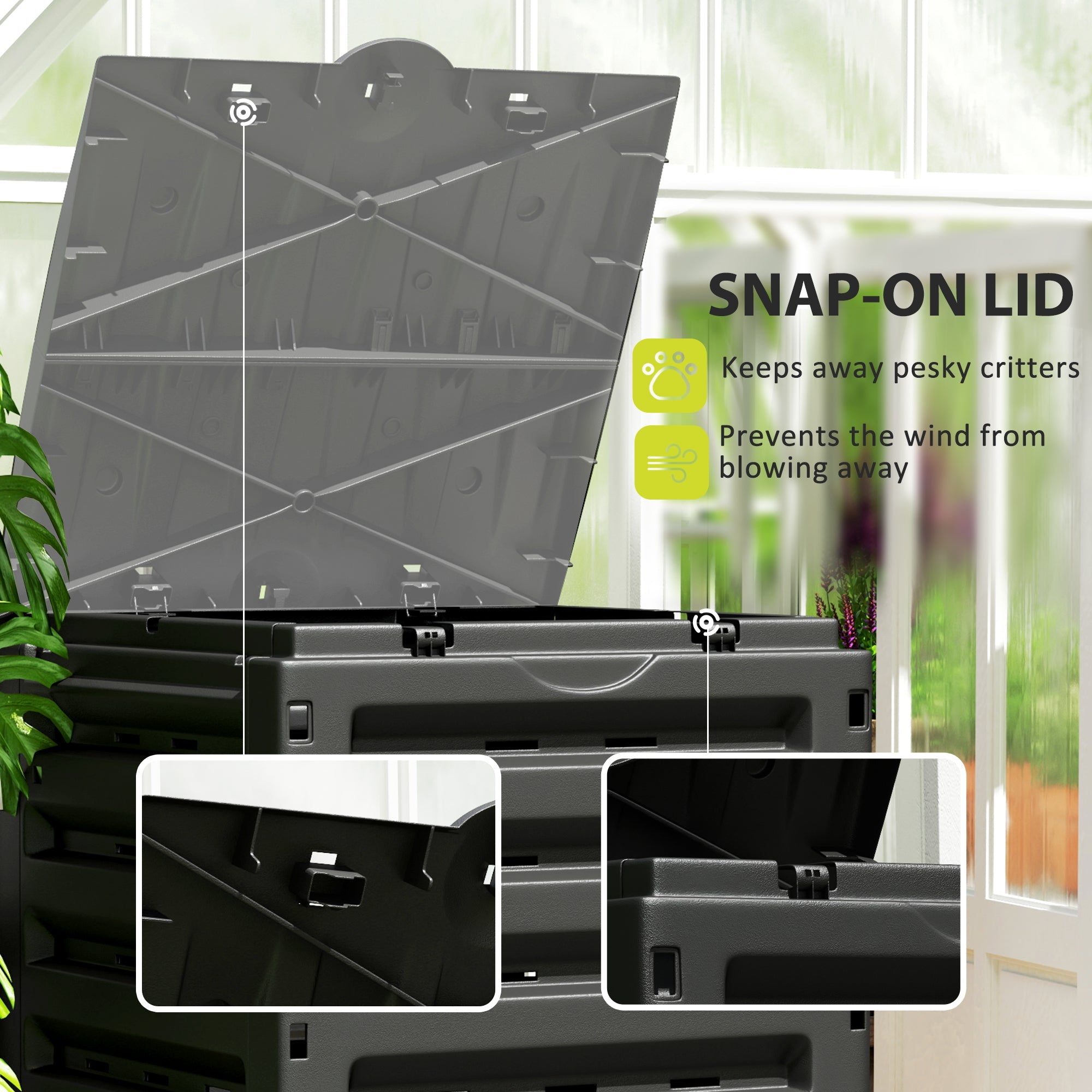 Outsunny Compost Bin, Garden Composter with 80 Vents and 2 Sliding Doors, 120 Gallon (450L), Yellow