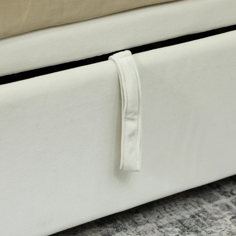 Upholstered Twin Trundle Bed, Extendable Twin to King Day Bed with Headboard and Armrests, Cream White