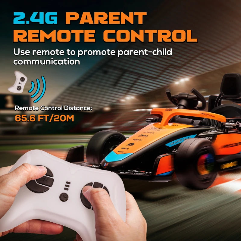 Qaba 12V Electric Car for Kids with Suspension, Music, MP3, Remote Control for 3-5 Years, Orange