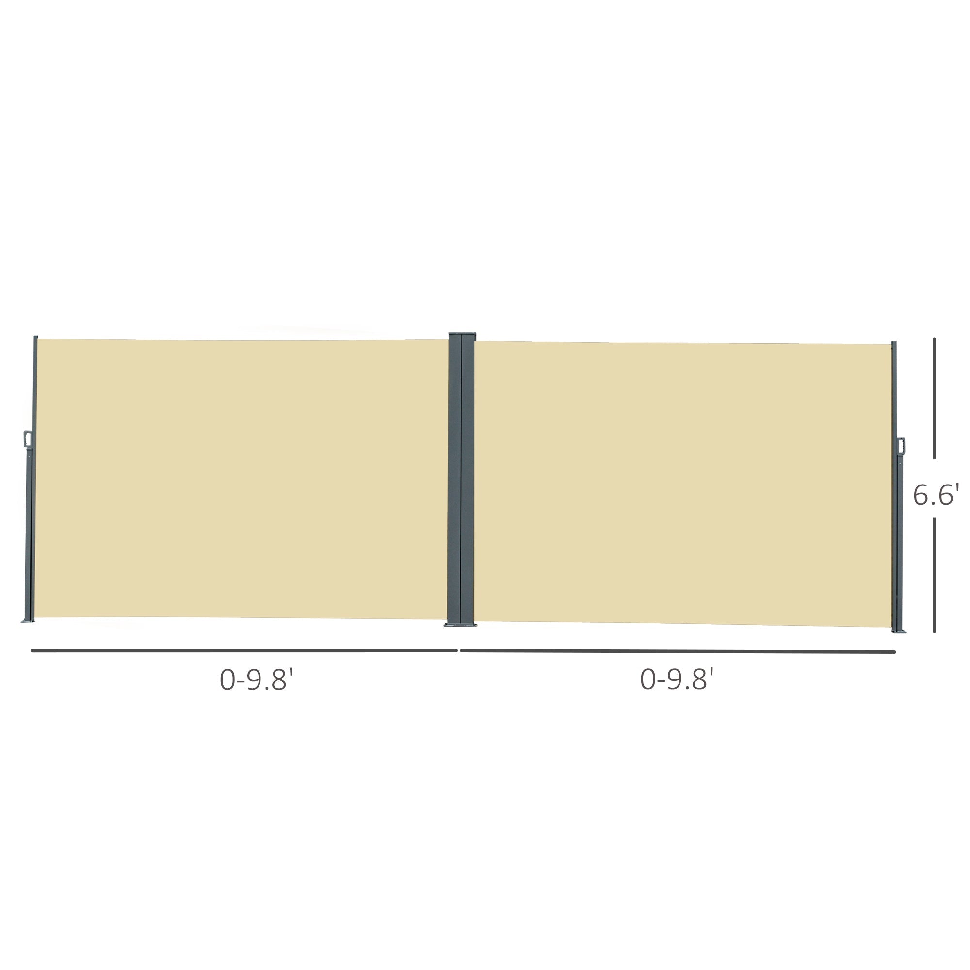 Outsunny Patio Privacy Divider: Double Side Retractable Sunshield for Garden Shade, Beige