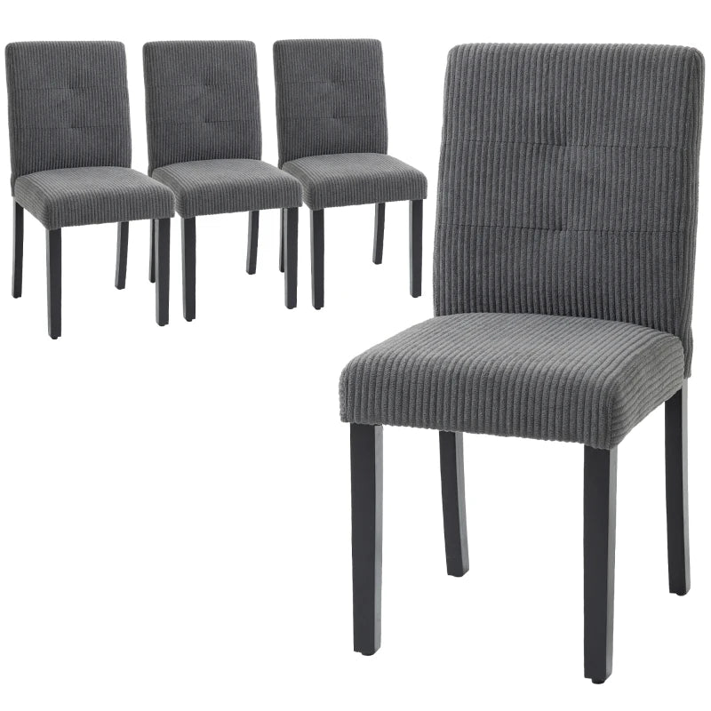 Modern Dining Chairs Set of 4, Kitchen Chairs with Rubberwood Legs and Padded Seat, Dark Grey