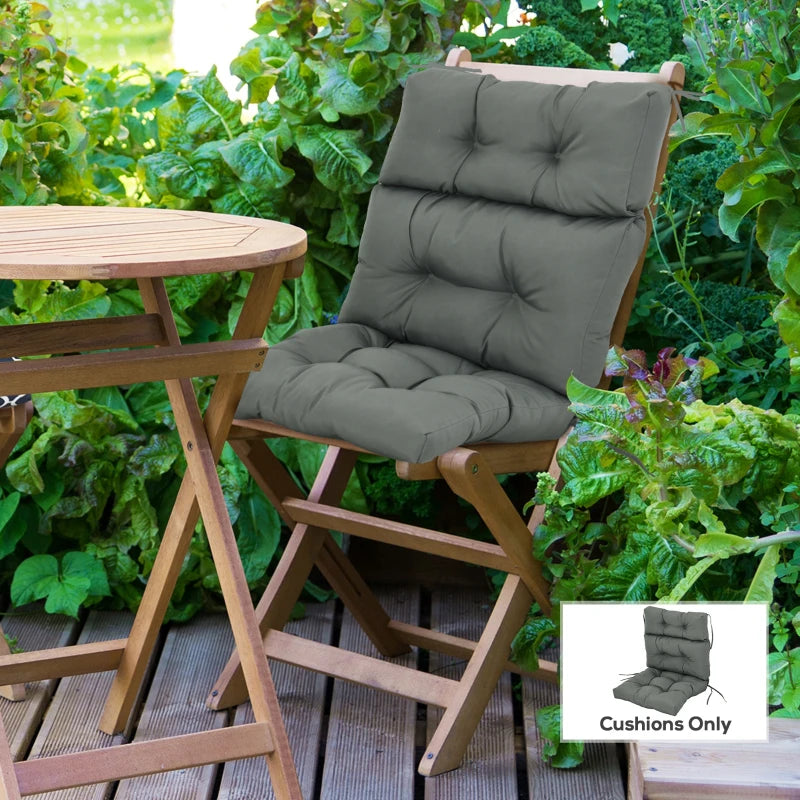 Outdoor Patio Chair Seat/Back Chair Cushion Replacement, Tufted Pillow with Thick Filling and String Ties, Dark Grey