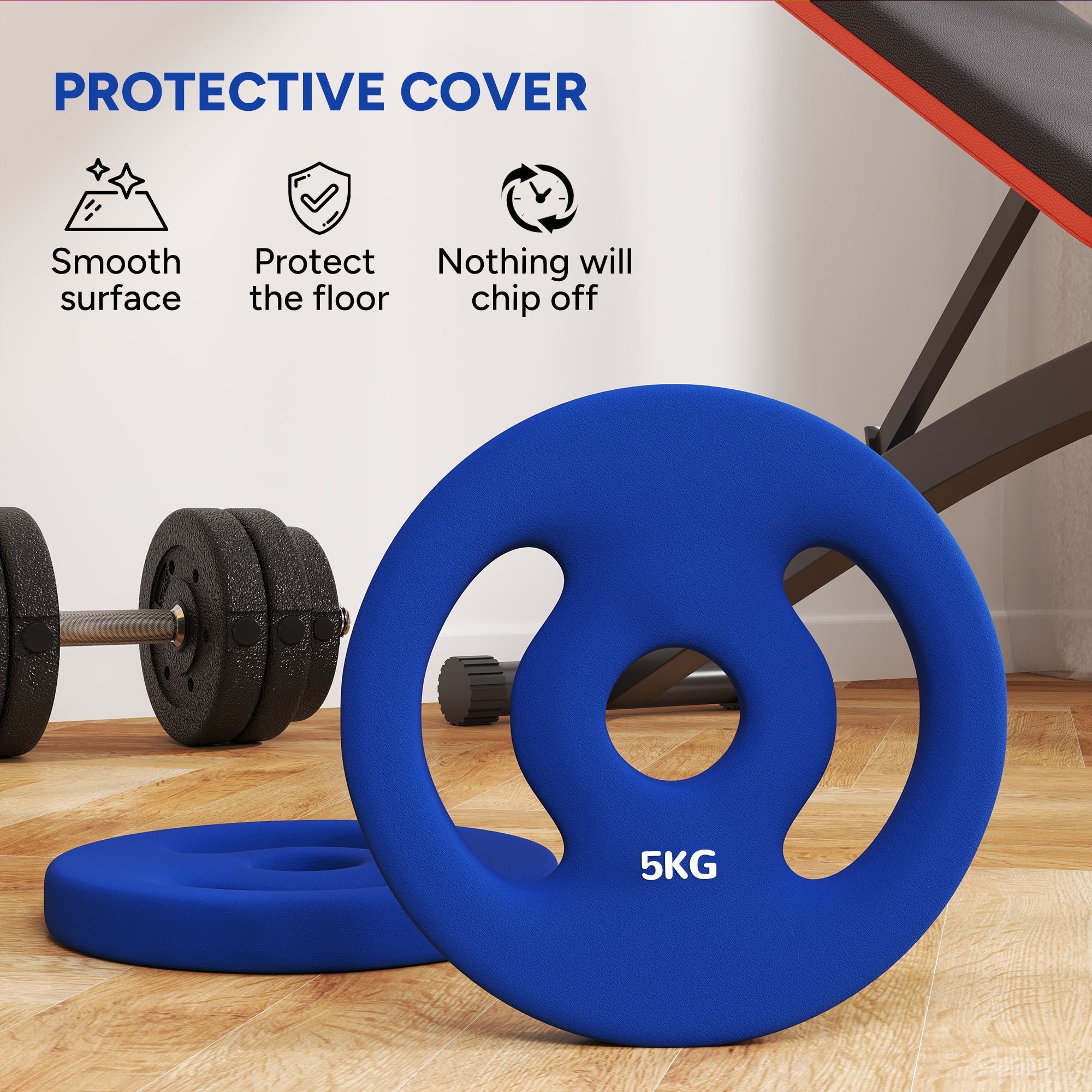 Soozier 2 x 11lbs Standard Weight Plates with Easy-Grip Handles, 1" Holes, for Home, Gym, Weight Lifting and Strength Training