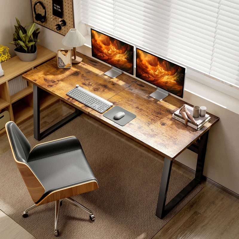 71 Inch Computer Desk, Home Office Desk, Simple Study Writing Table with Adjustable Feet, Modern Style, Brown