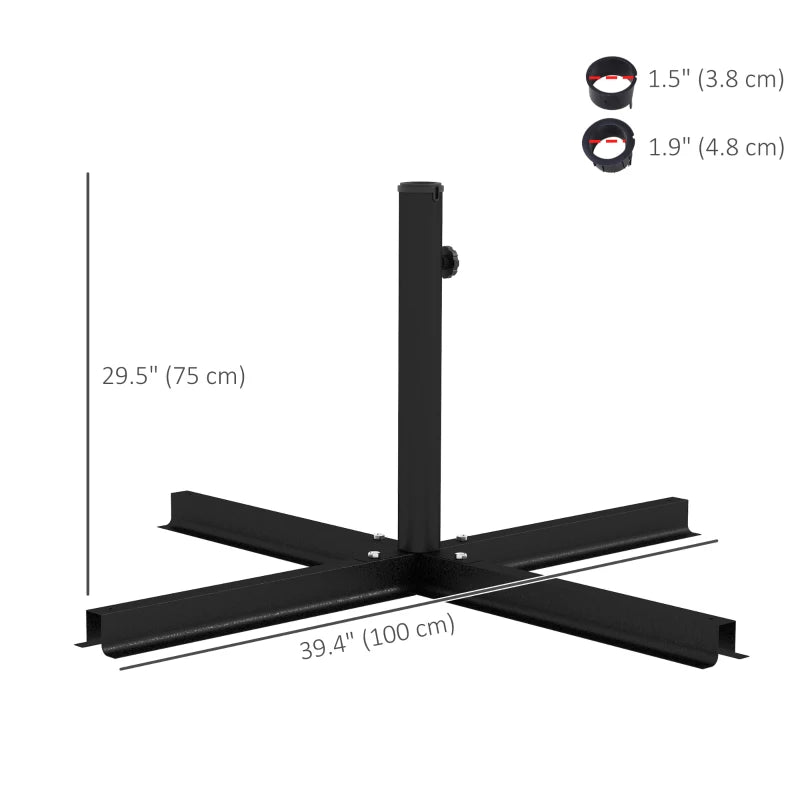 Outdoor Universal Cross Brace Stand for Small Offset Umbrella or Large Market Umbrella, Black