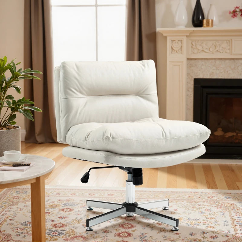 Armless Office Chair, Criss Cross Chair with Adjustable Height & Tilt Function for Home Office, Study, Light Grey