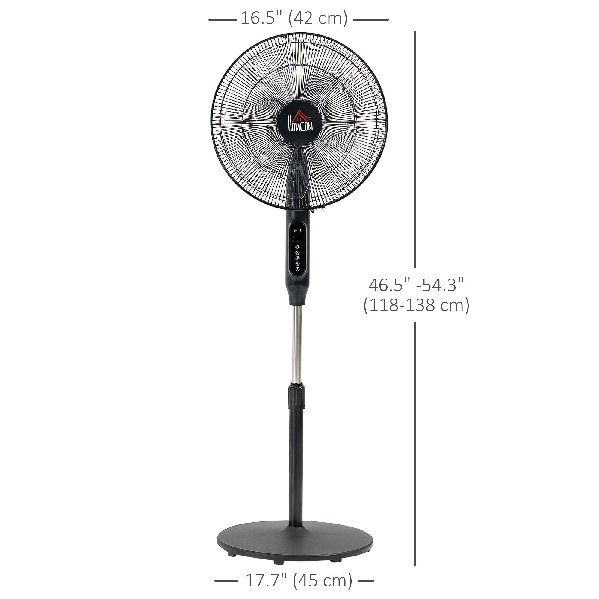 HOMCOM Standing Floor Fan Remote Control Stand Up Cooling Tall Pedestal Electric Bedroom Black