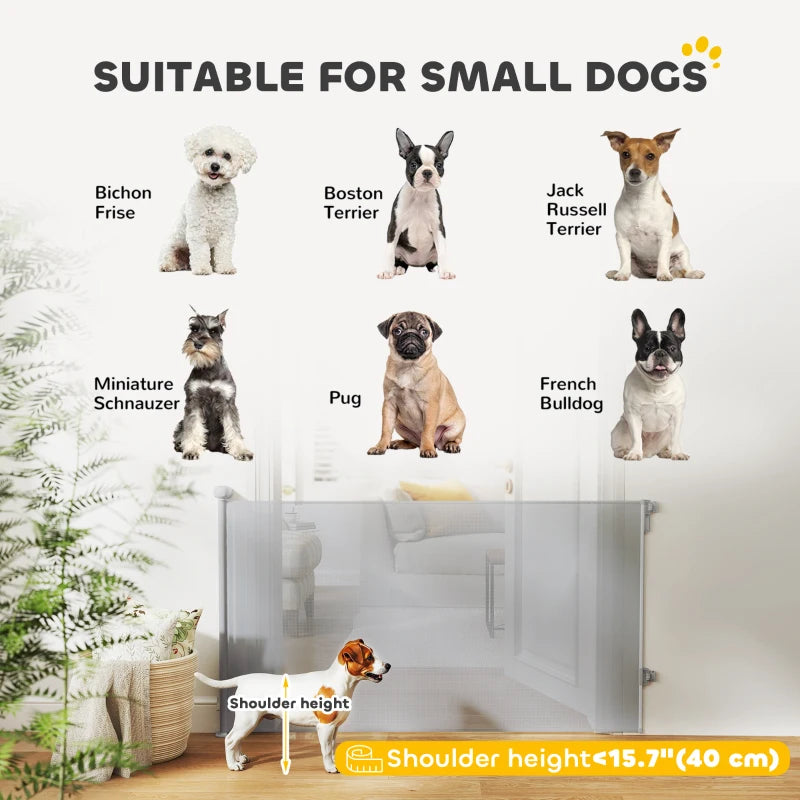 Retractable Dog Gate Extends Up to 55" Wide, 34" Tall, for Stairs, Doorways, Hallways, Indoor and Outdoor, Grey