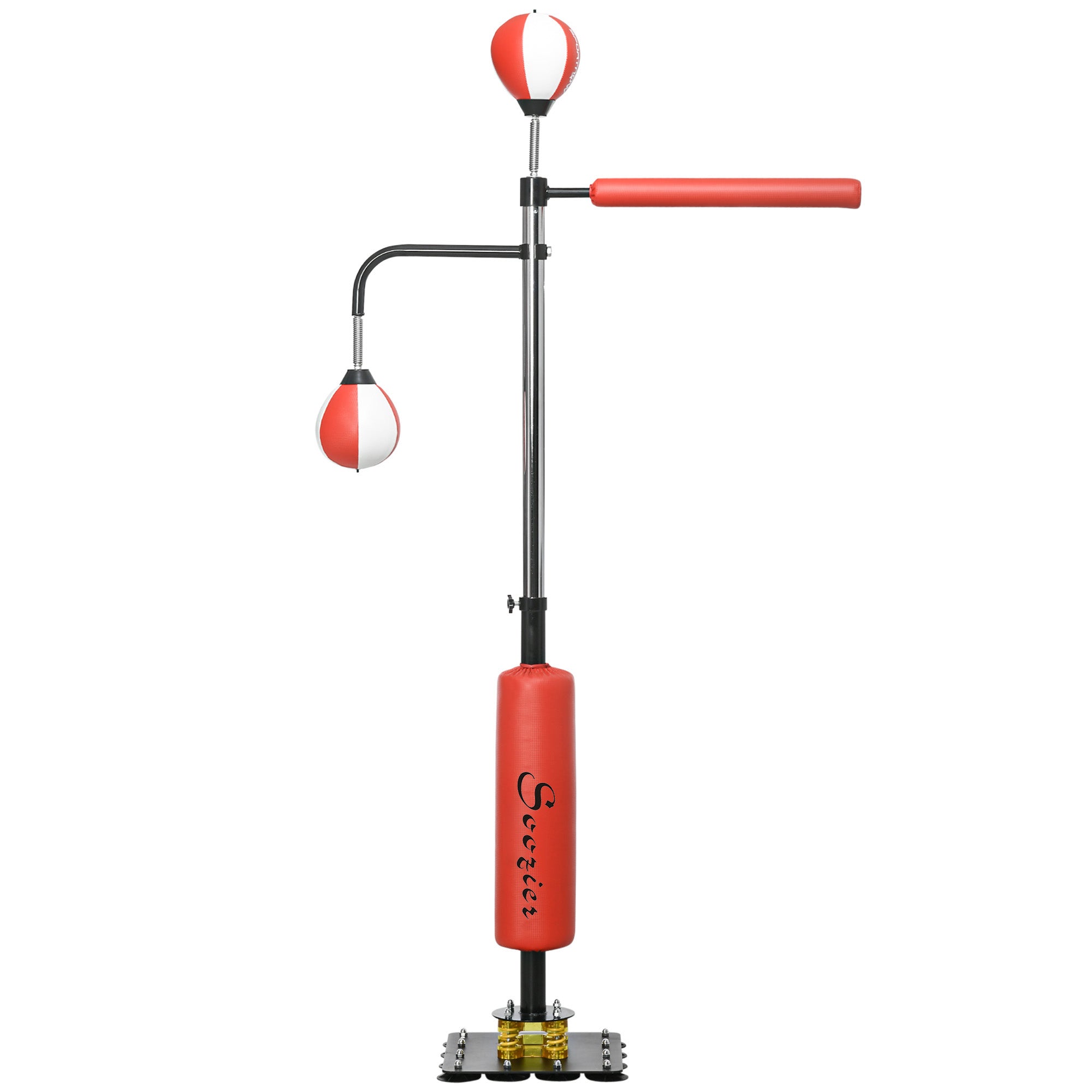 Soozier Boxing Bag Freestanding Punching Bag, Height Adjustable with Reflex Bar, Speed Balls and Suction Cup Base for Adult & Teenagers