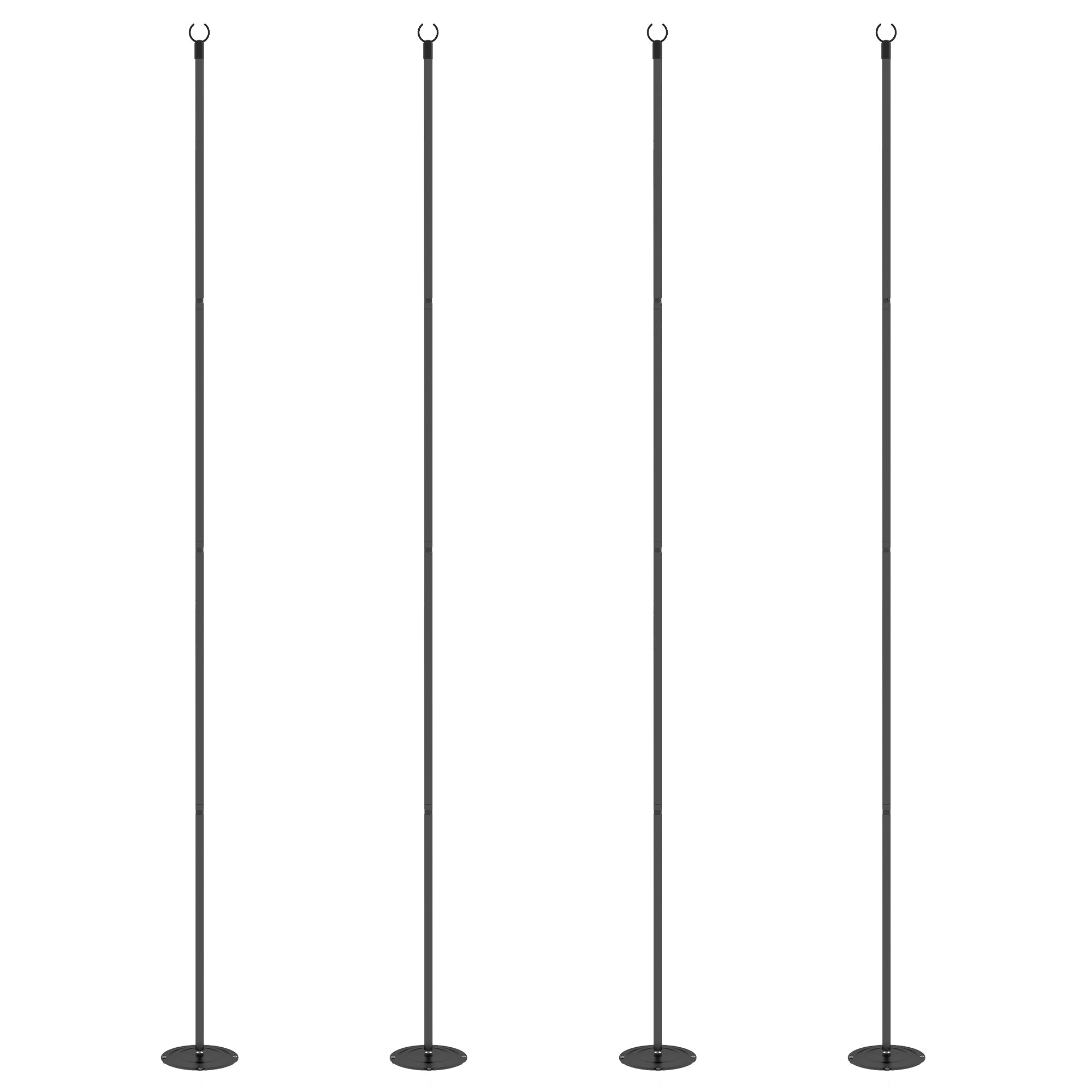 Outsunny 4 Pack of 10' String Light Poles, Steel Hanging Lighting Stand for Patio, Backyard, Deck, Wedding, Party, Black