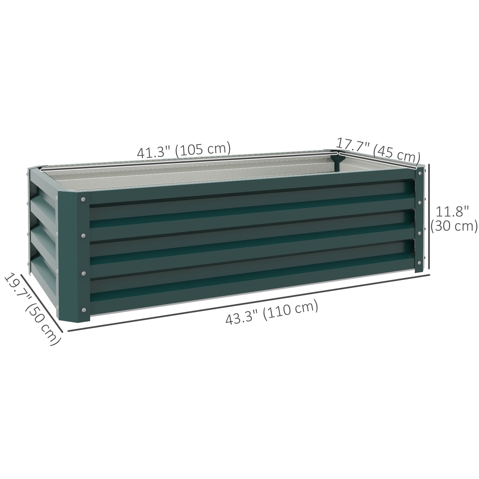 Outsunny Outdoor Galvanized Raised Garden Beds in Green - Set of 2 Planter Boxes for Flowers, Herbs & Vegetables