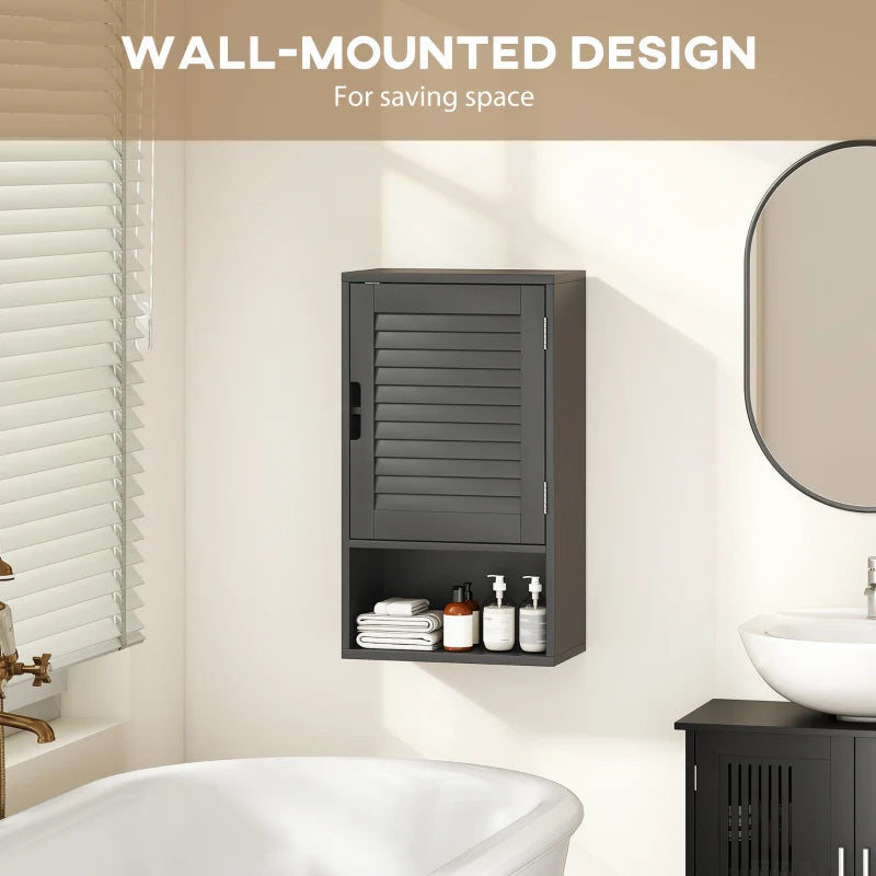 Bathroom Cabinet, Wall Mounted Storage Cabinet with Adjustable Shelves, 40 x 20 x 60 cm, Black