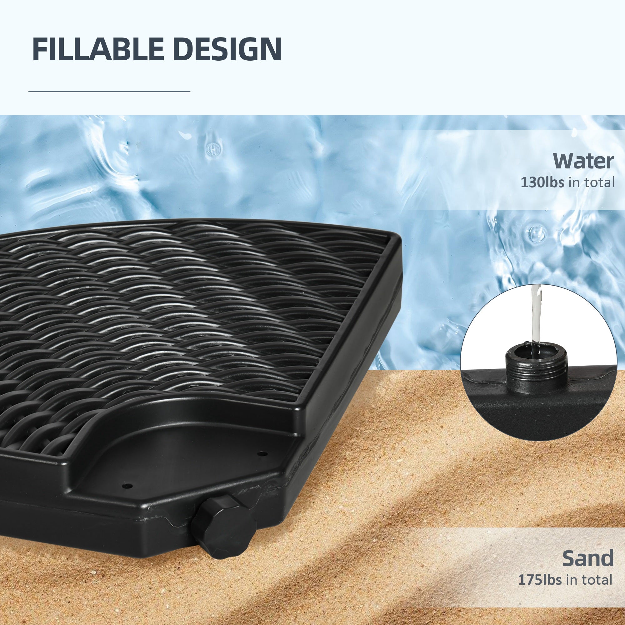 Outsunny Cantilever Umbrella Base Weights 4PCs Wicker Effect HDPE Water Sand Filled with Handles
