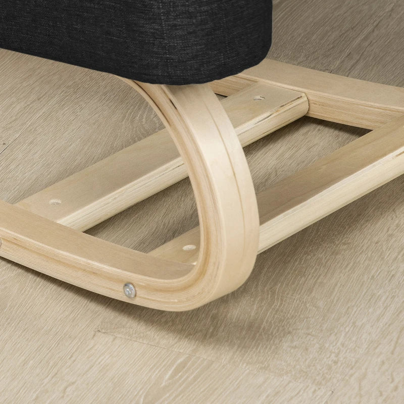 Ergonomic Kneeling Chair, Wood Kneel Stool with Thick Pads, Desk Knee Chair, Improve Posture, Black