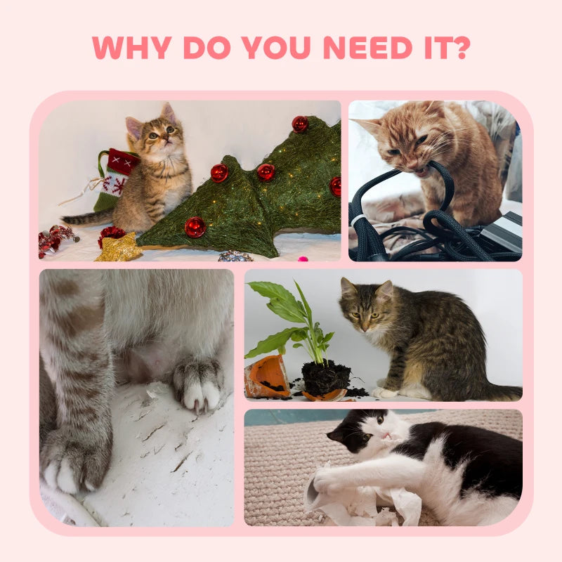 63 Inch Cat Tree with Sisal Scratching Posts, Condos, Plush Perches, Hammock, Ladder, Dangling Balls, Pink