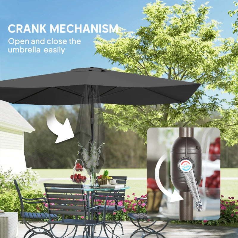 6.5x10ft Patio Umbrella, Rectangle Market Umbrella, Black