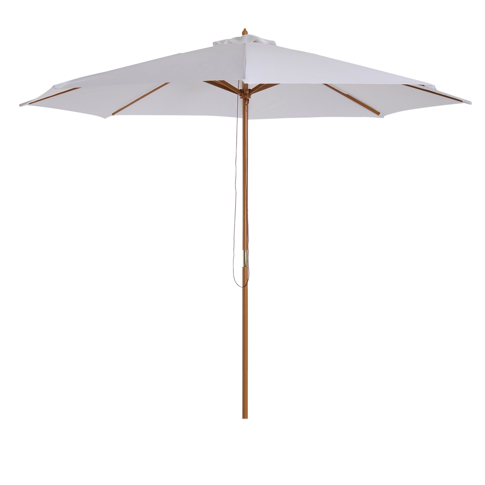 Outsunny 10' x 8.2'H Bamboo Wooden Round Market Patio Sun Umbrella Garden Parasol Outdoor Sunshade Canopy (Cream White)