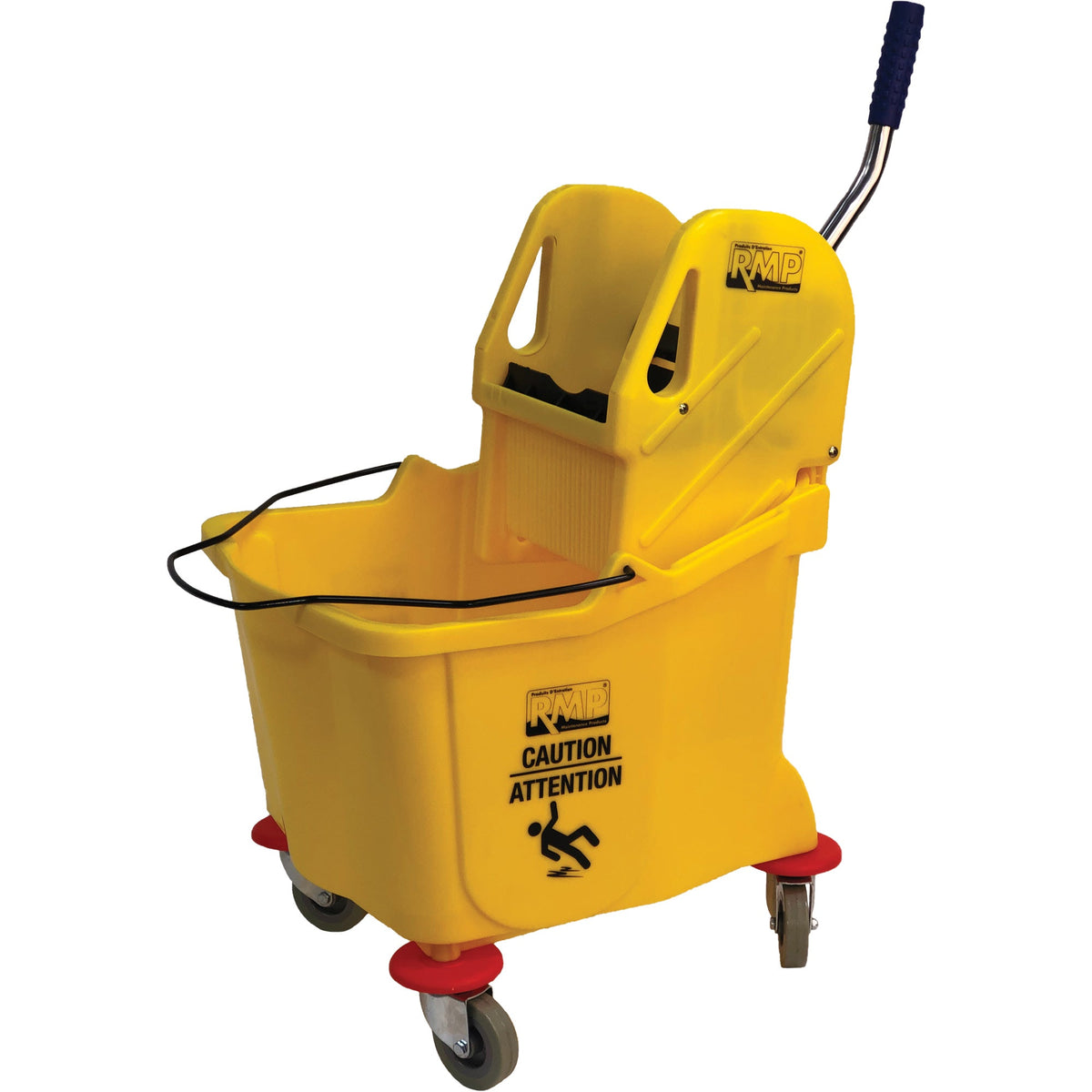 Mop Bucket and Wringer, Down Press, 9.5 US Gal.(38 Quart), Yellow