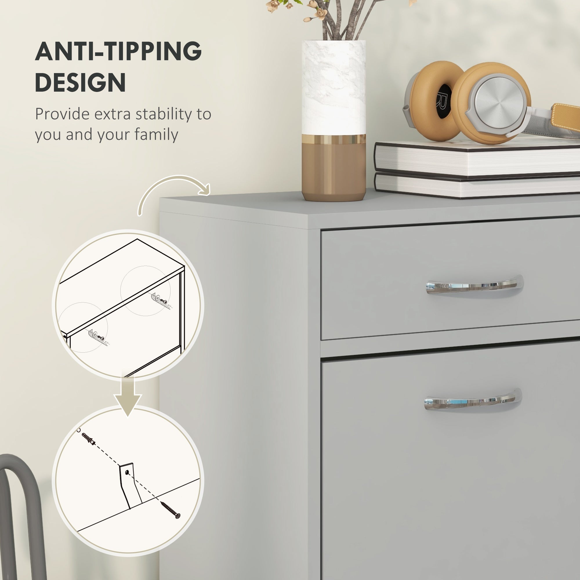 HOMCOM Narrow Shoe Storage with 2 Flip Drawers and Adjustable Shelves Shoe Organizer Cabinet for 12 Pairs of Shoes, Grey