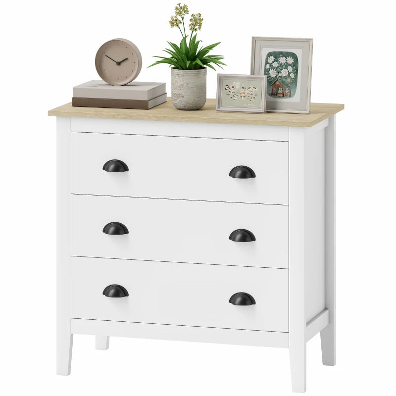 Chest of Drawers with Anti-Tipping, Simple Setup, Easy Clean, Quiet Slides, Modern 3 Drawer Dresser, White