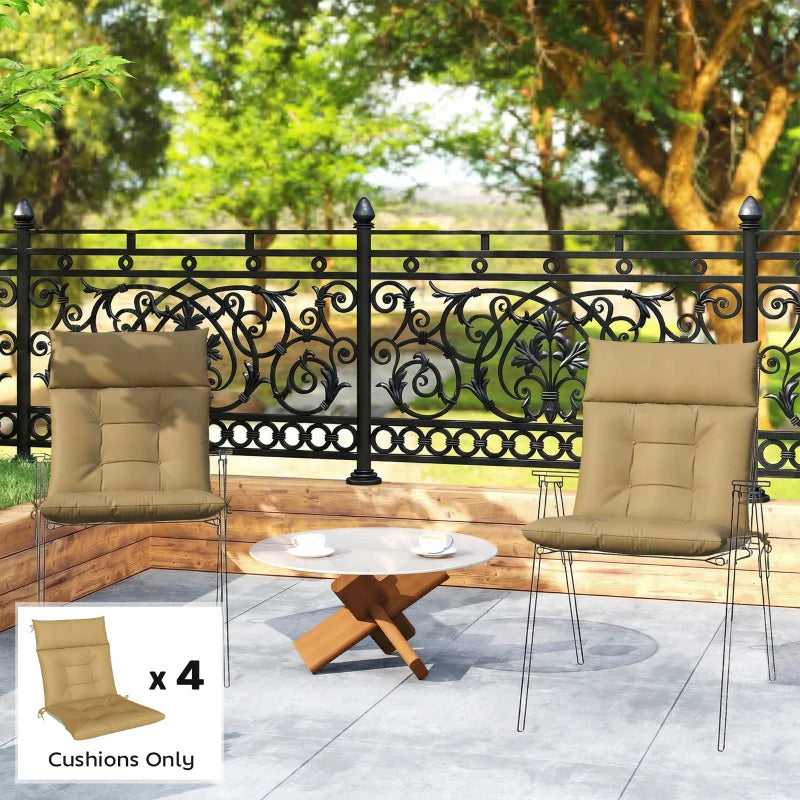 Patio Chair Cushions Set of 4, Waterproof Non-Slip Lounge Chair Cushions, 44"x21", Khaki
