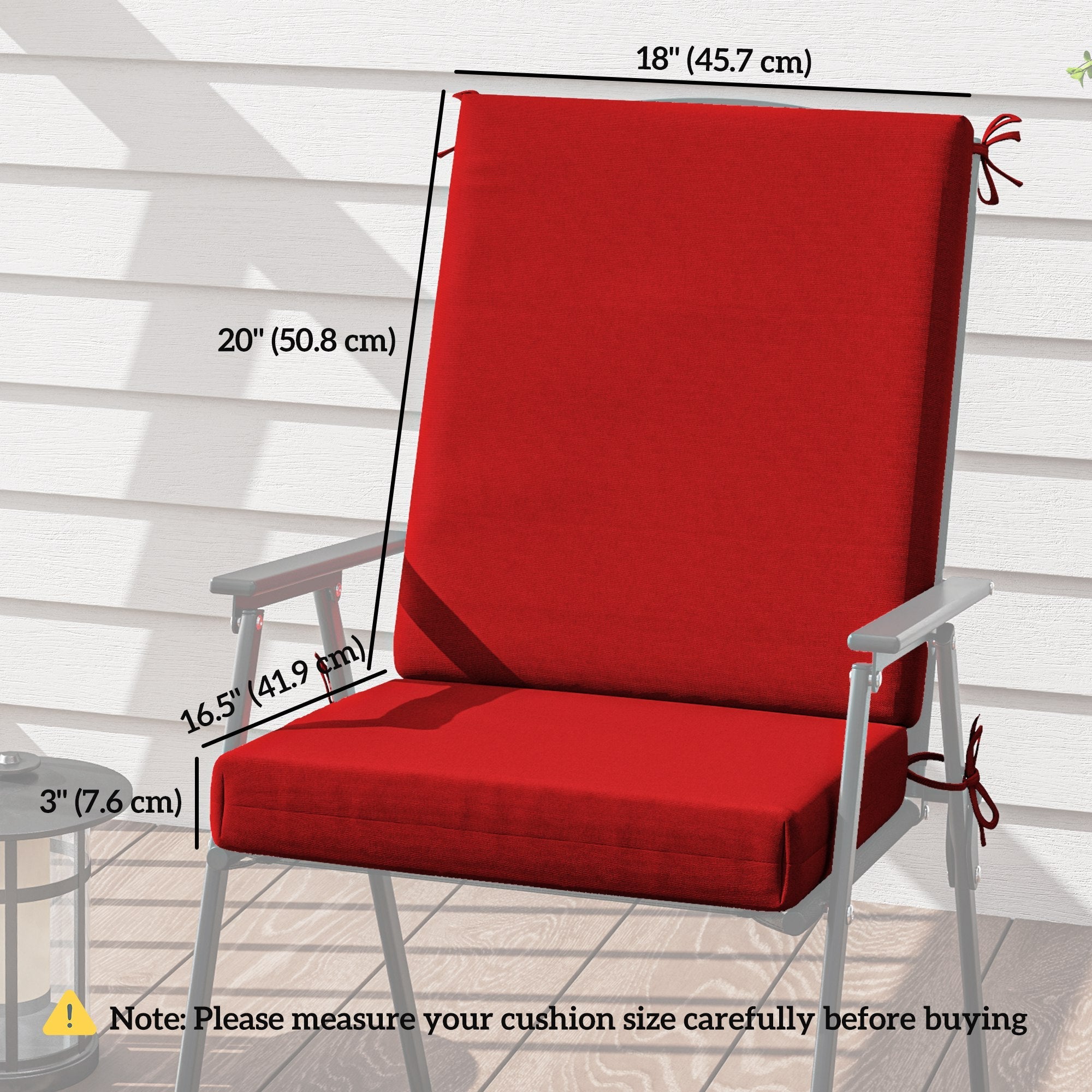 Outsunny Outdoor Cushions Set of 2 for Dining Chairs, Outdoor Seat Cushions with Back, Fade-Resistant Yarn-Dyed Polyester, Wine Red