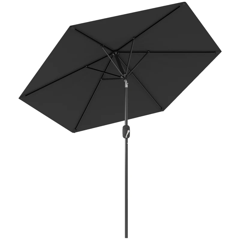 Patio Sun Umbrella, Outdoor Parasol with 6 Ribs, Black
