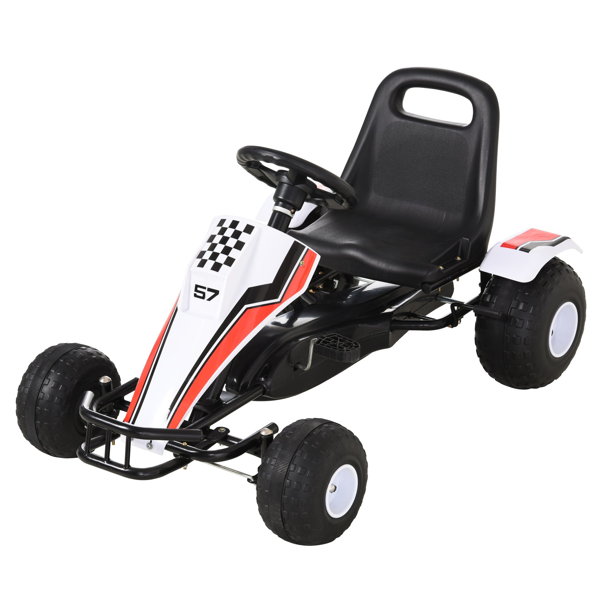 Aosom Pedal Go Kart for Kids Racing Style Ride on Car with Adjustable Seat Handbrake Black
