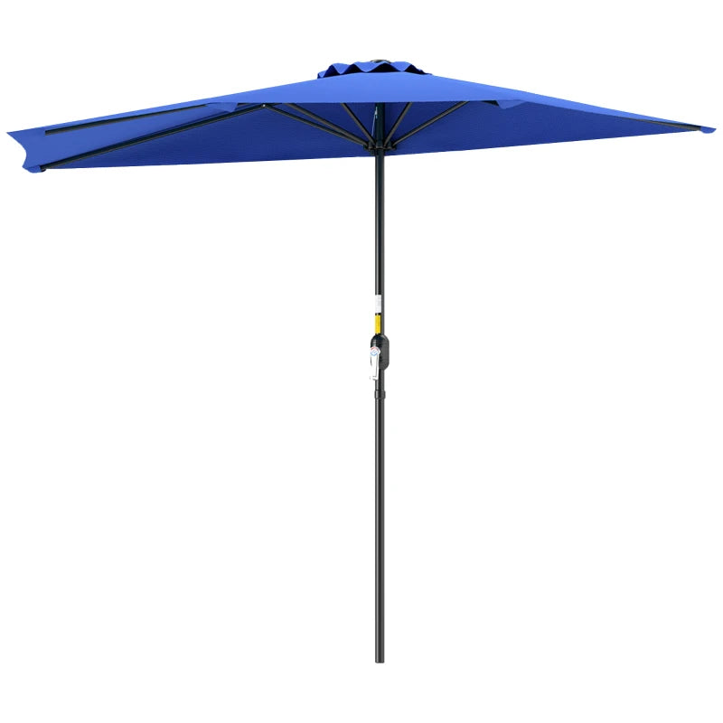 9ft Half Round Umbrella Outdoor Patio Garden Balcony Parasol Window Sun Shade w/ 5 Ribs, Deep Blue