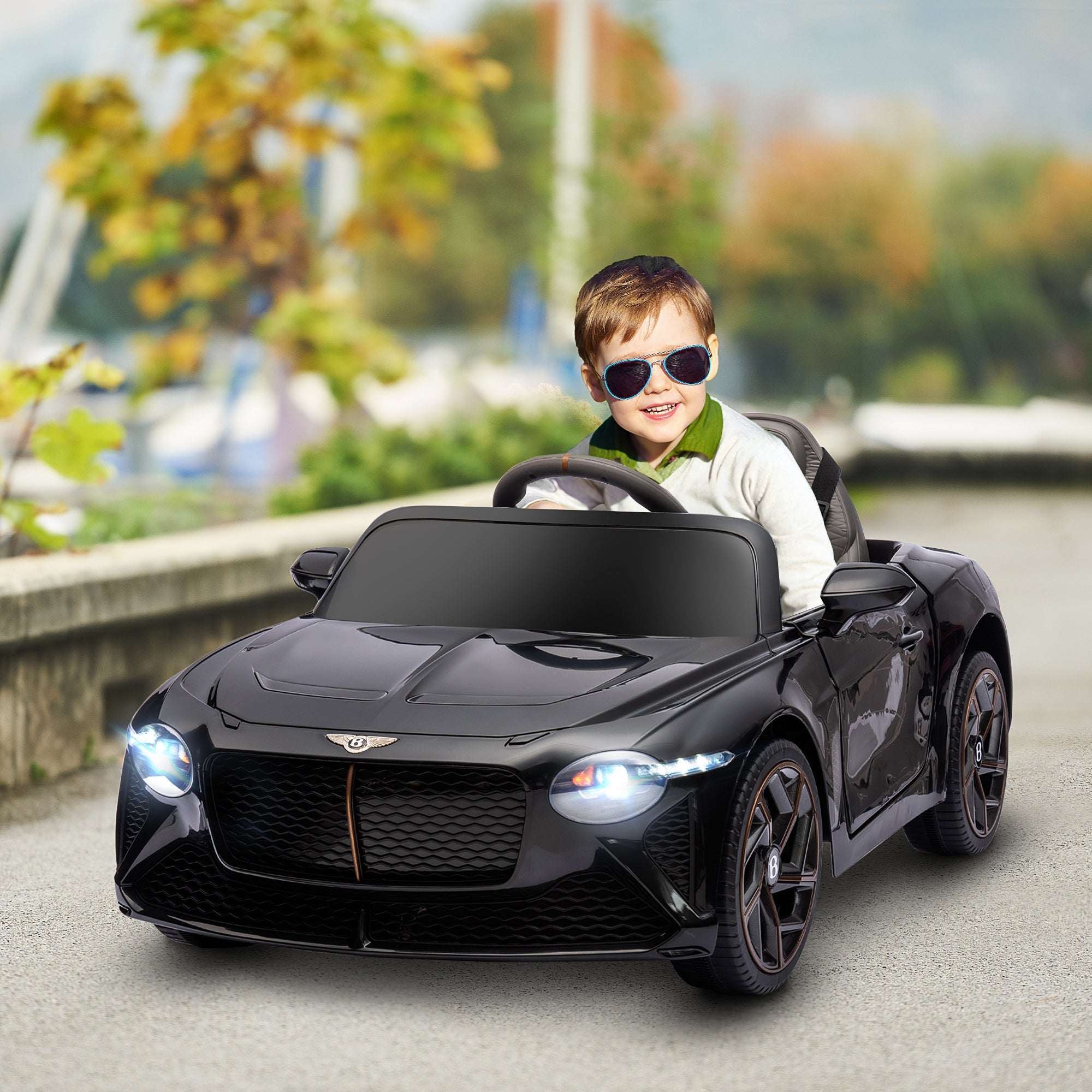 Aosom Kids Ride-On Car: 12V Electric, Remote Control, Portable Battery, Suspension System, Black