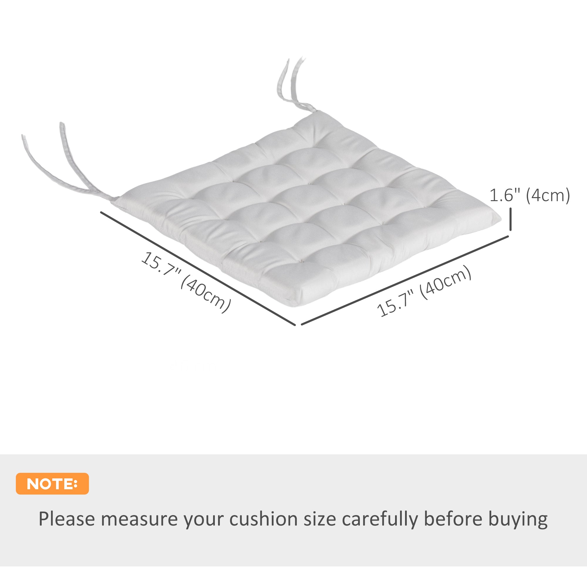 Outsunny Refined Relaxation: 6Pc Light Grey Button-Tufted Patio Chair Cushions Set with Ties, Indoor Outdoor Luxury