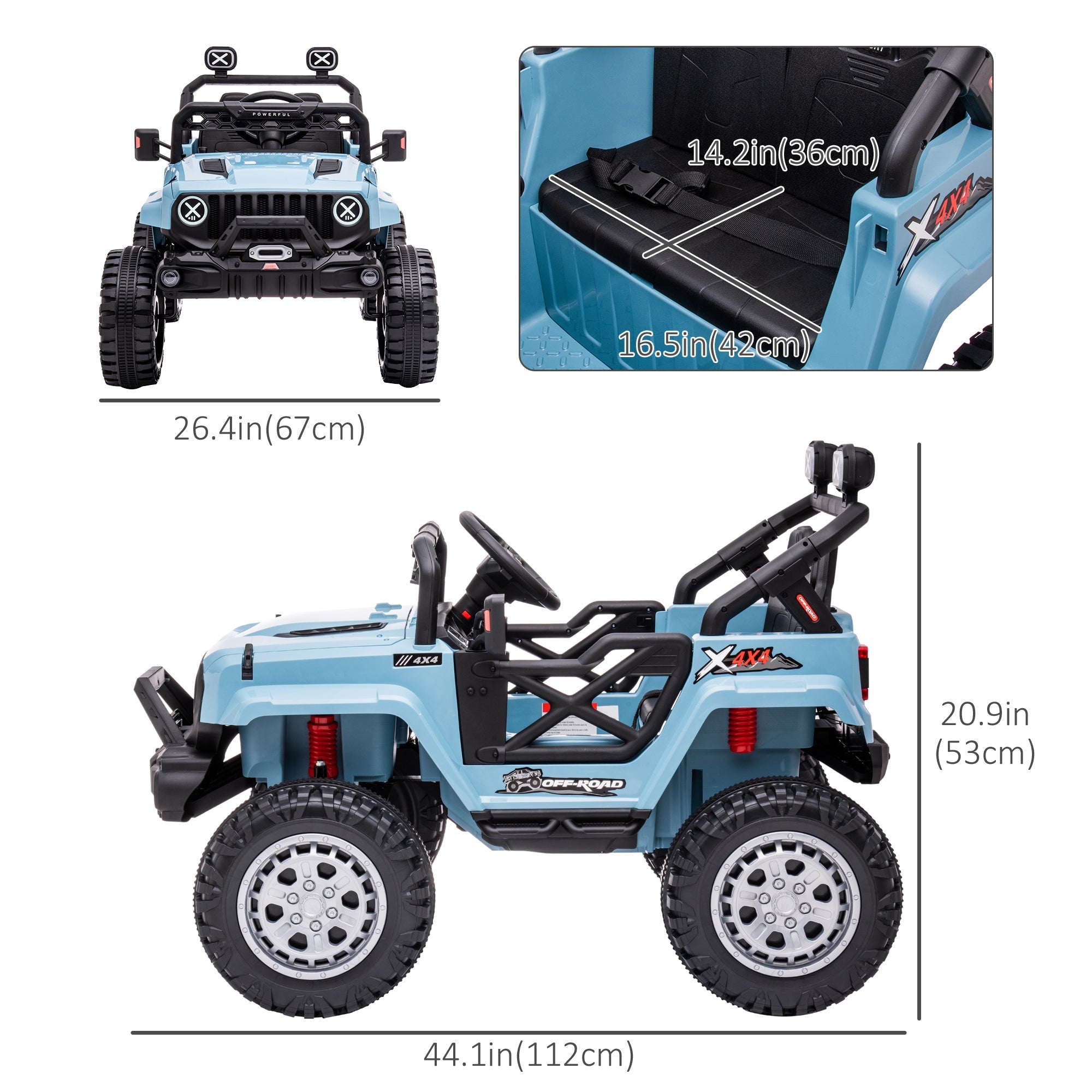 Aosom 12V Kids Ride-On Truck: Remote Control, LED Lights, Spring Suspension, Blue
