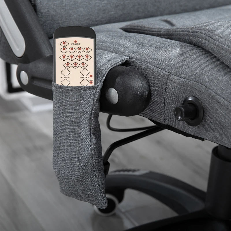 6 Point Vibrating Massage Home Office Chair High Back Executive Chair with Reclining Back, Swivel Wheels, Grey