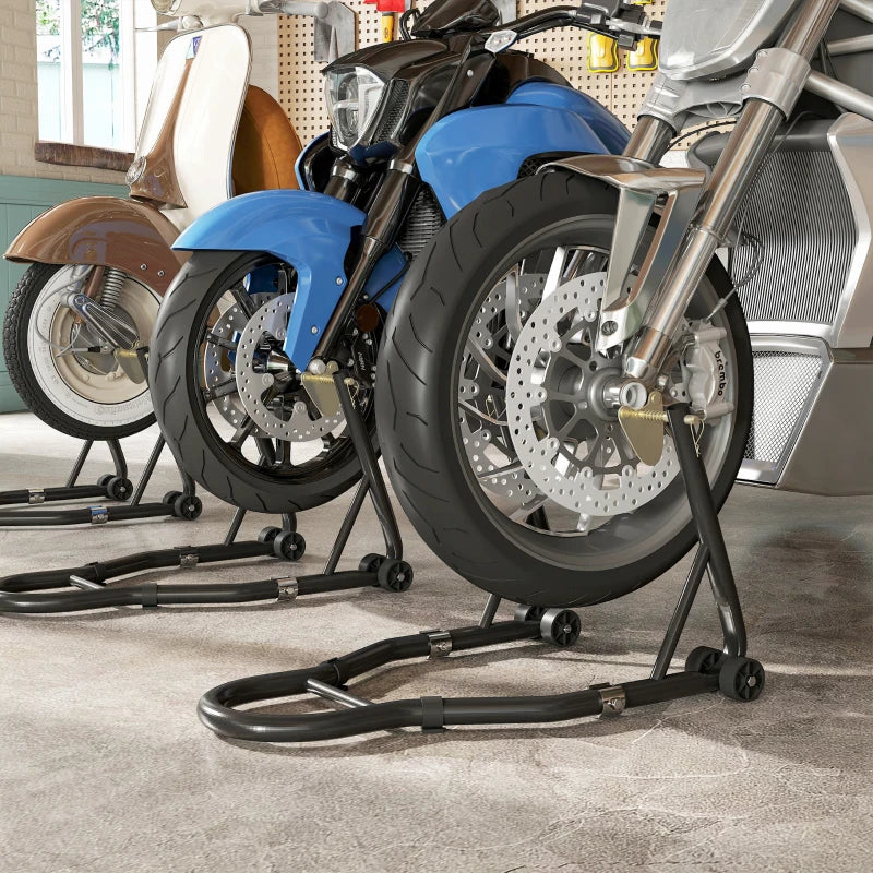 Motorcycle Stand Set, 850 lbs Capacity Front & Rear Combo Wheel Paddock Stand Lift for Dirt Bikes, Black
