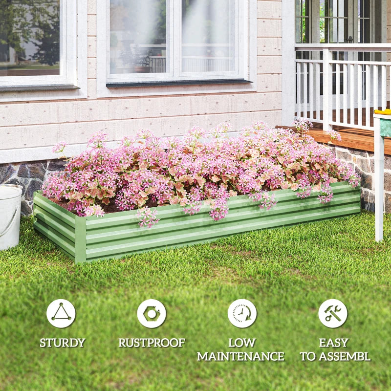 95" x 36" x 12" Galvanized Raised Garden Bed, Metal Elevated Planter Box for Growing Flowers, Herbs, Succulents, Green