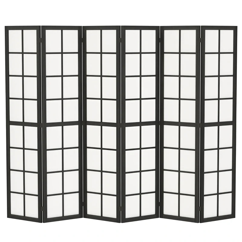 6 Panel Room Divider, 5.6 ft Folding Wall Divider Room Partition for Home Office, Bedroom, Living Room, Black