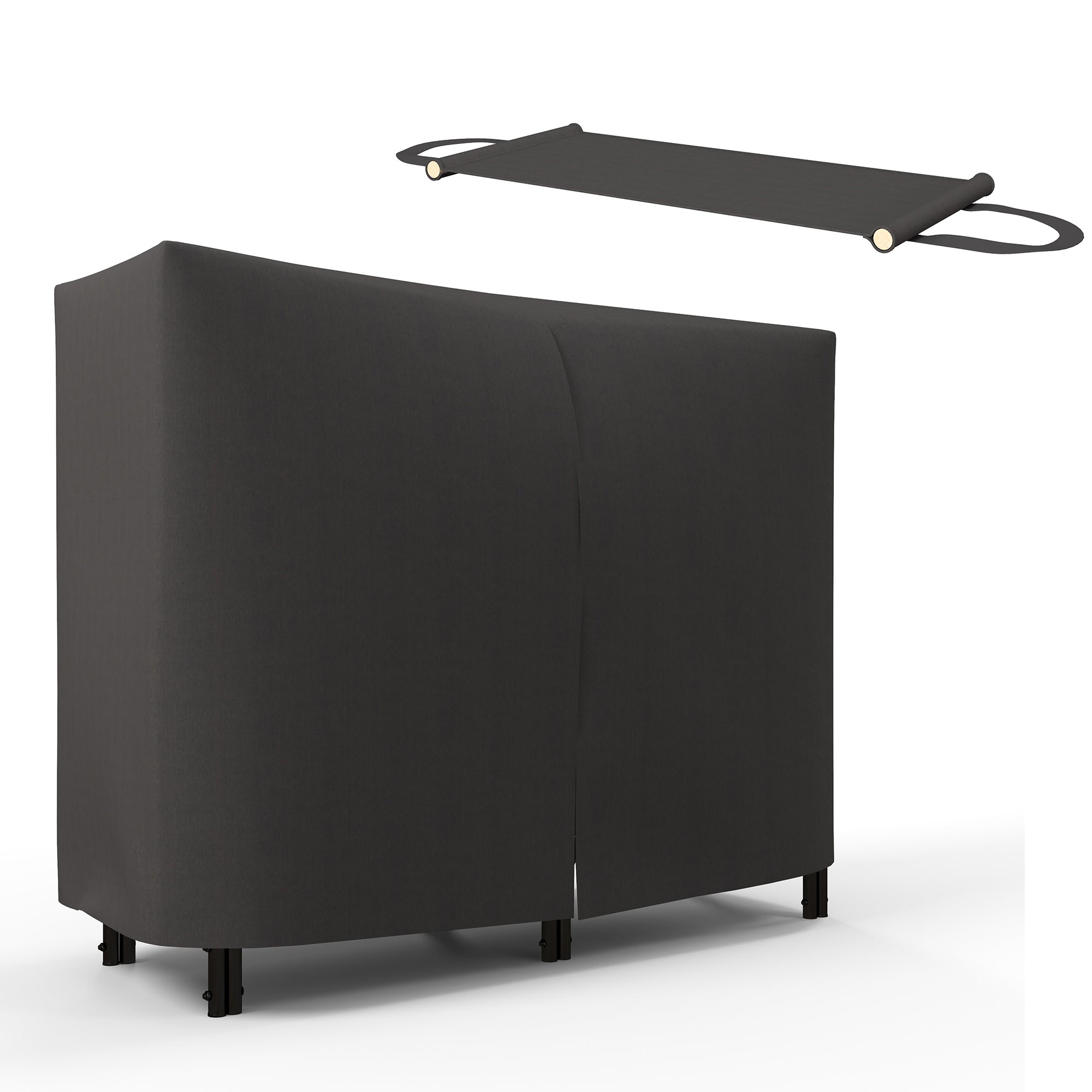 Outsunny 4ft Outdoor Firewood Rack with Cover and Carrier, Adjustable Wood Storage Holder, Indoor Outdoor Log Rack, Black