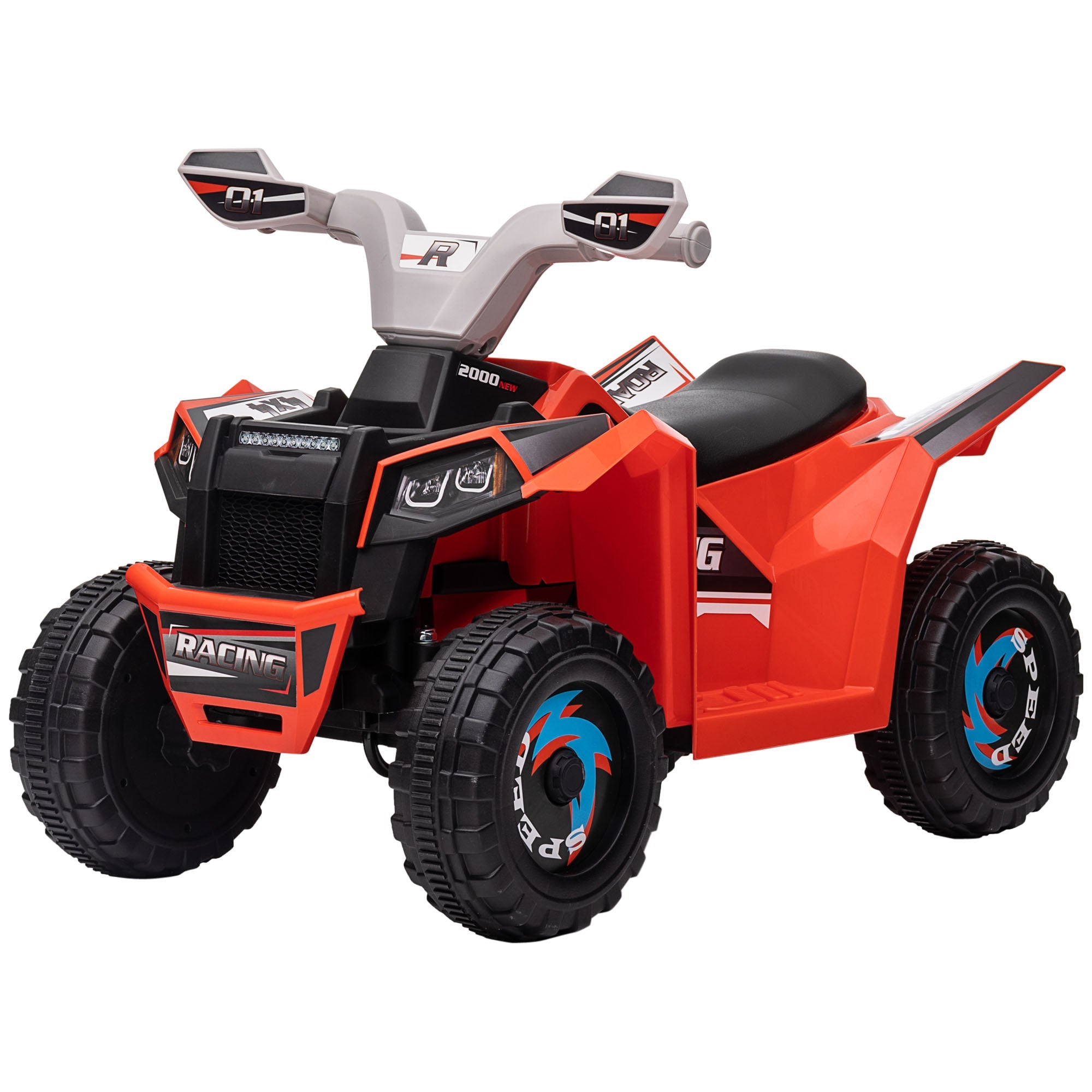 Aosom 6V Kids Quad Electric Car Wear-resistant Wheels 18-36 Months Boys Girls Red Battery Powered Ride On