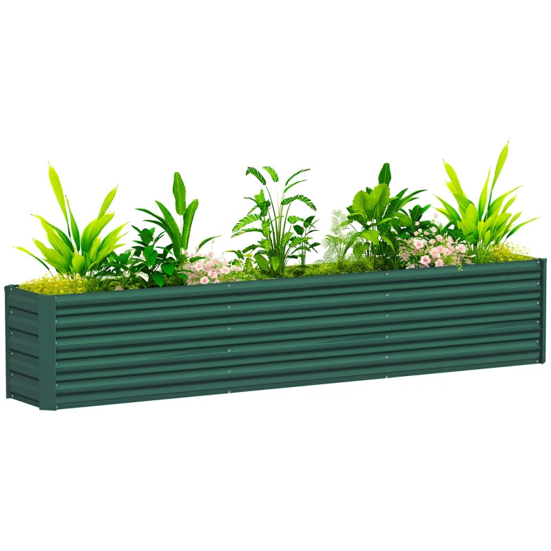 8 x 1.3 x 1.5ft Galvanized Raised Garden Bed, Reinforced Outdoor Planter Box with Open Bottom, Green