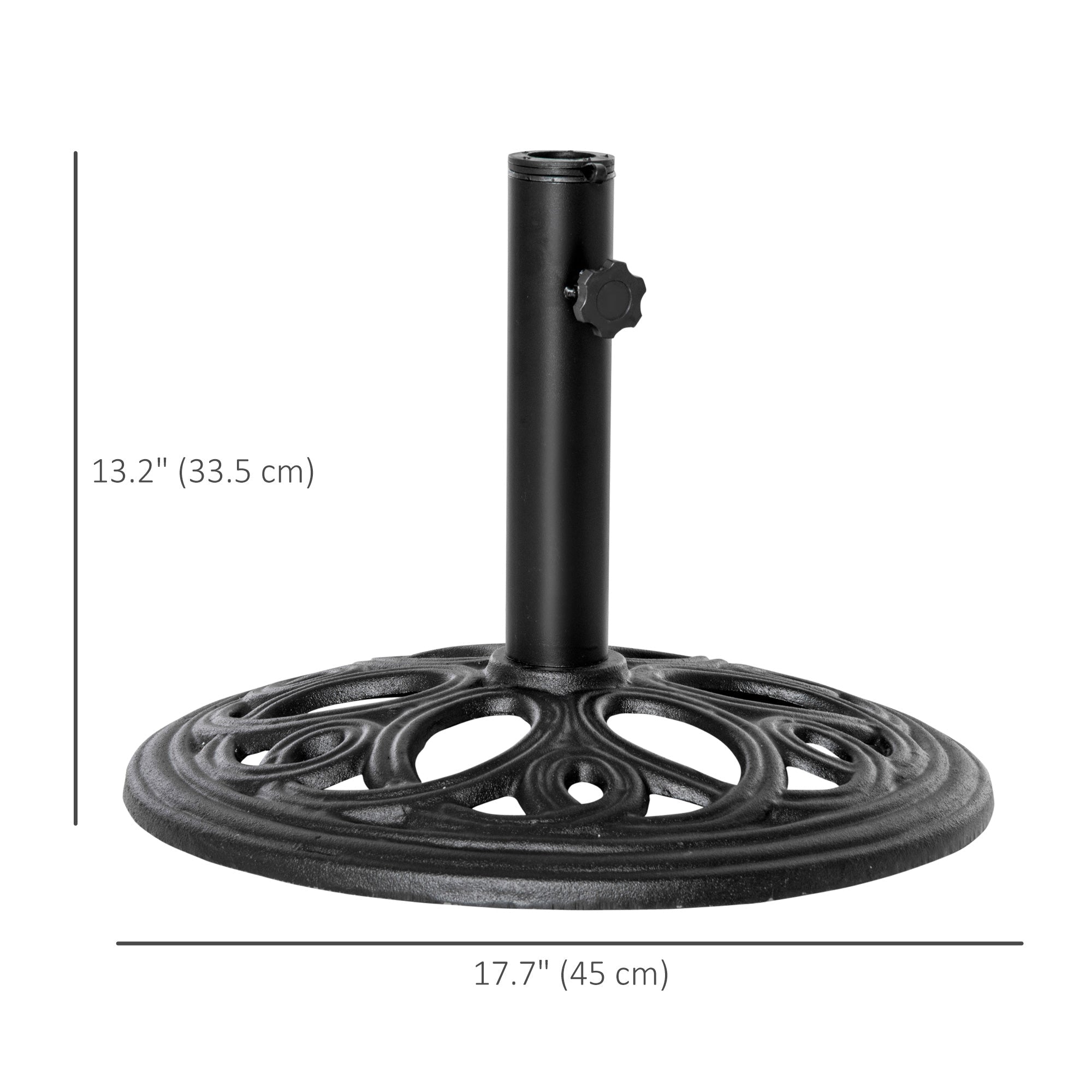 Outsunny Round Cast Iron Patio Umbrella Base: Outdoor Stand Holder for Φ38/48mm Poles, Black