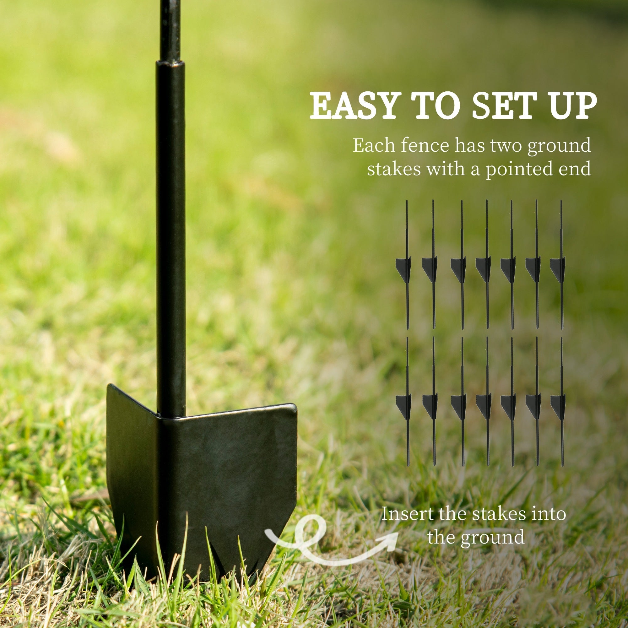 Outsunny 7 Pack Garden Fencing for Yard, Decorative Fence Panels as Animal Barrier and Flower Edging, Black