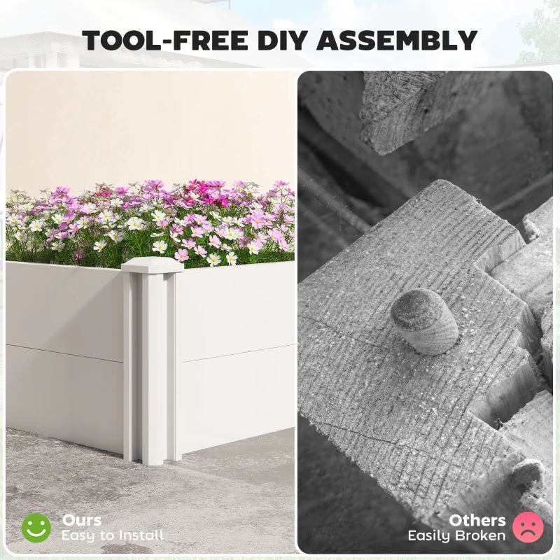 Vinyl Raised Garden Bed Kit, 3 x 3 x 1ft Modular Elevated Garden Box with Slotting Legs and Open Bottom, White