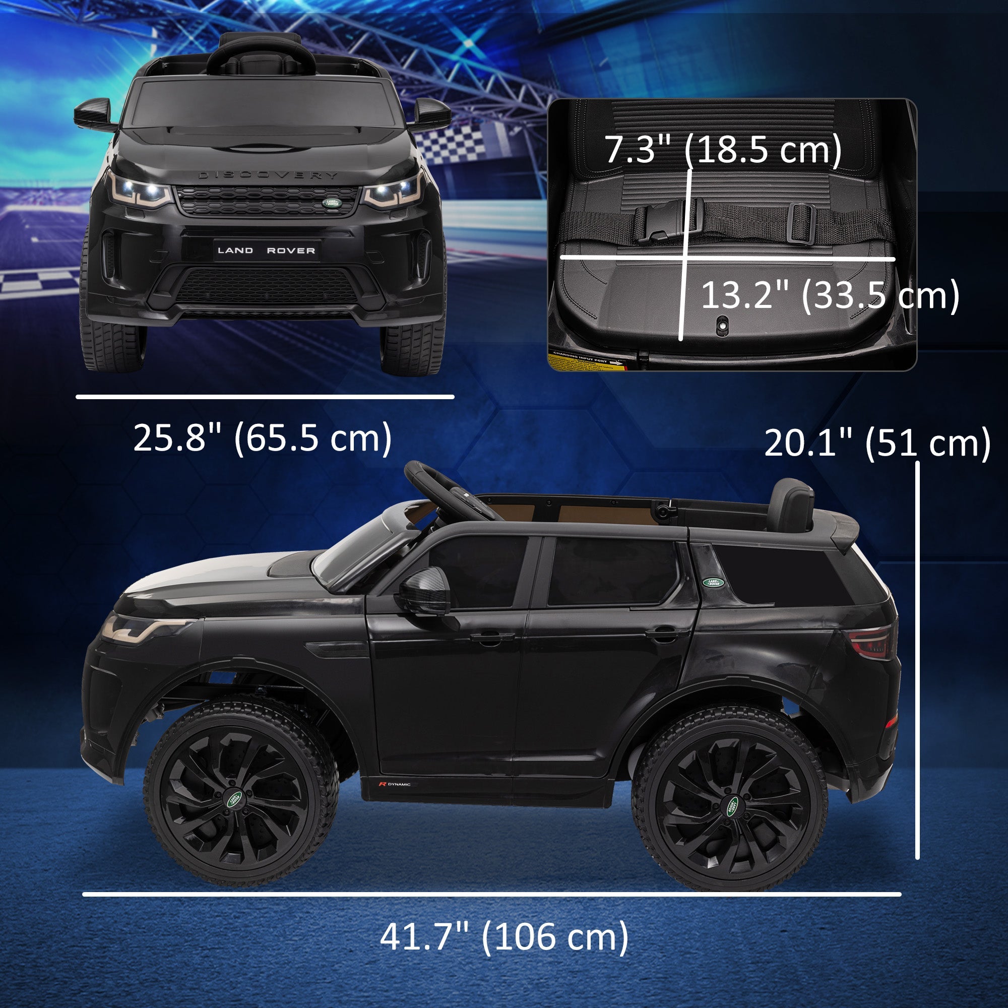 Qaba Land Rover Discovery Sport Licensed 12V Ride on Car w/ Remote, Soft Start, LED Lights, Music Horn, Black