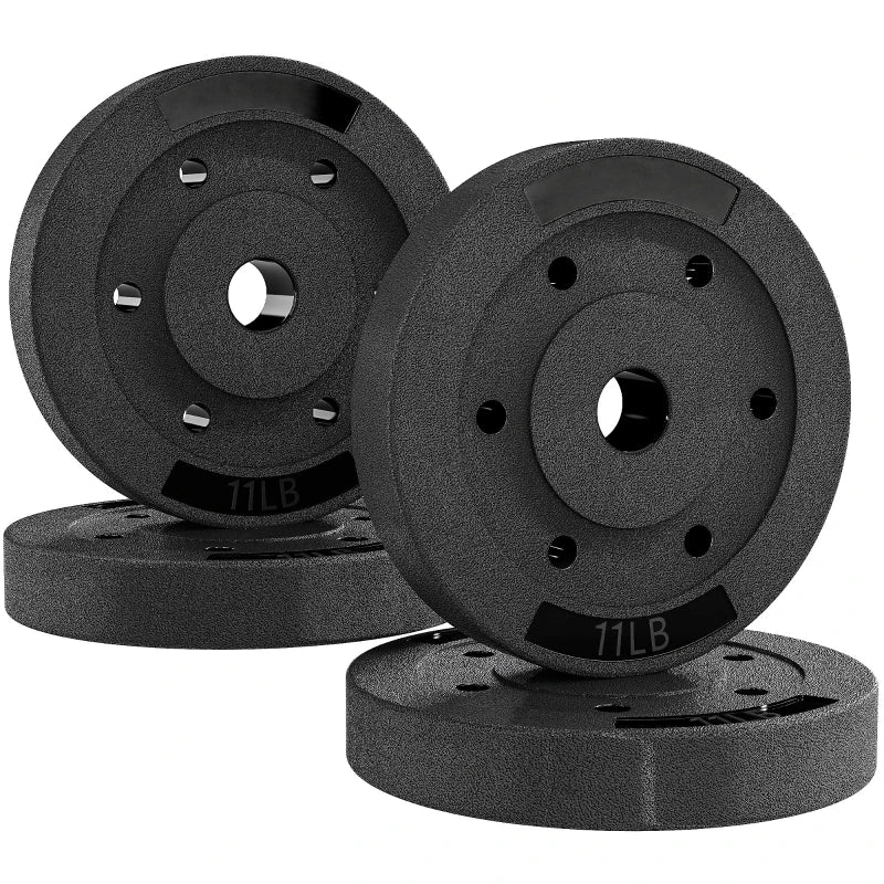 Soozier Weight Plates Set of 4, 1-Inch Barbell Weight Set for Home Gym Strength Training and Weightlifting, 4 x 11 lbs