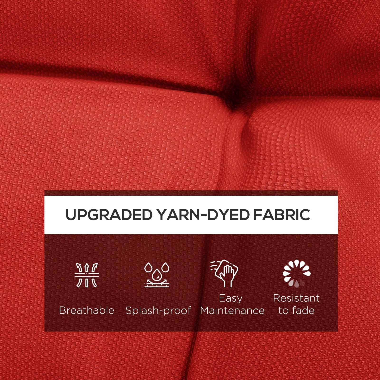 Outsunny Red Button Tufted Patio Chair Cushions 2-Piece Set with Ties for Outdoor Seating Comfort
