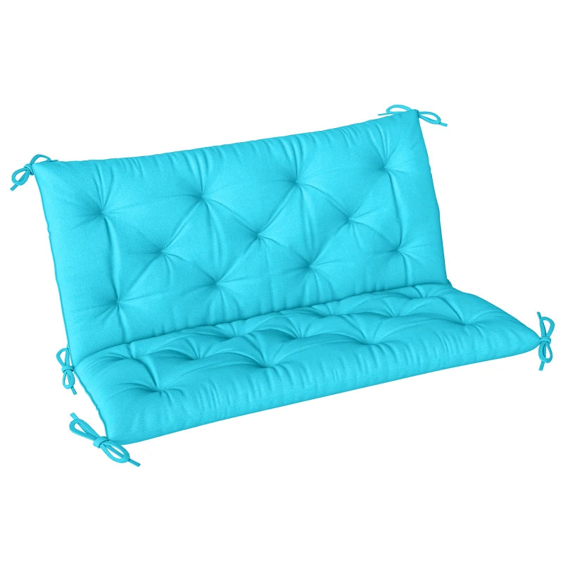 Garden Bench Cushion with Backrest, Non-Slip 2 Seater Thick Pad with Ties, Turquoise