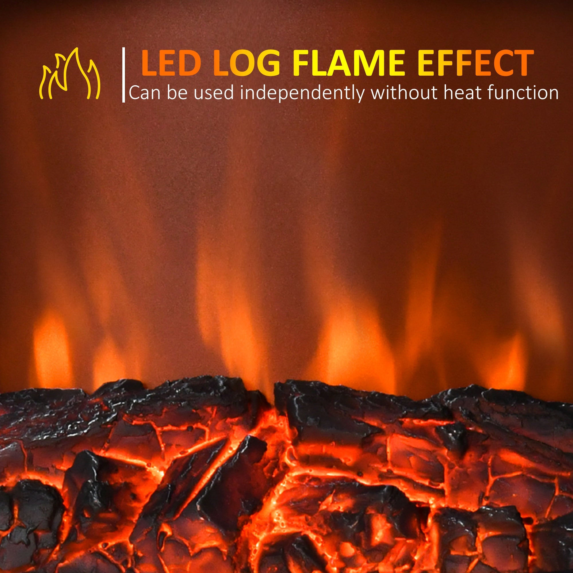 HOMCOM Electric Fireplace Heater, Freestanding Fireplace Stove with Realistic Flame, Adjustable brightness, White