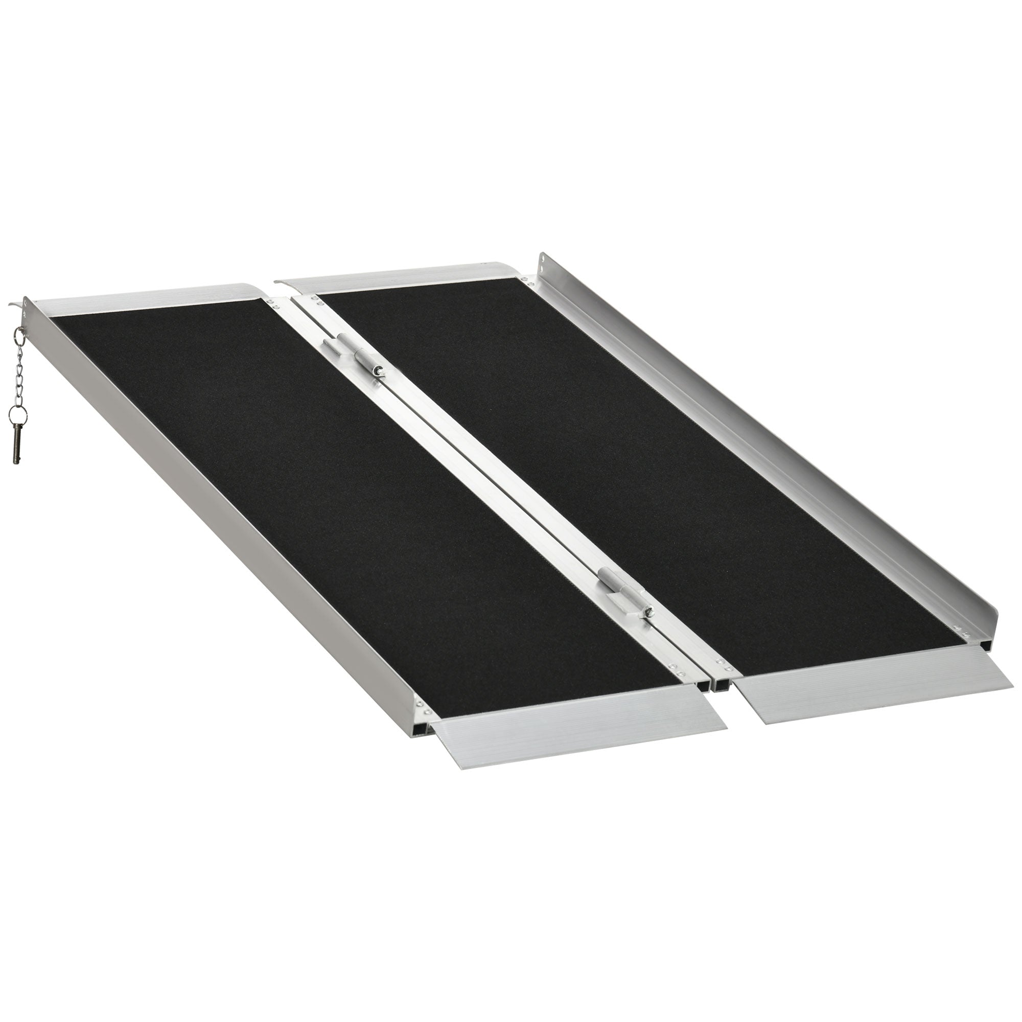 HOMCOM 4ft Aluminum Mobility Ramp: Portable Wheelchair/Scooter Threshold Ramp, Single-Fold Design with Handle