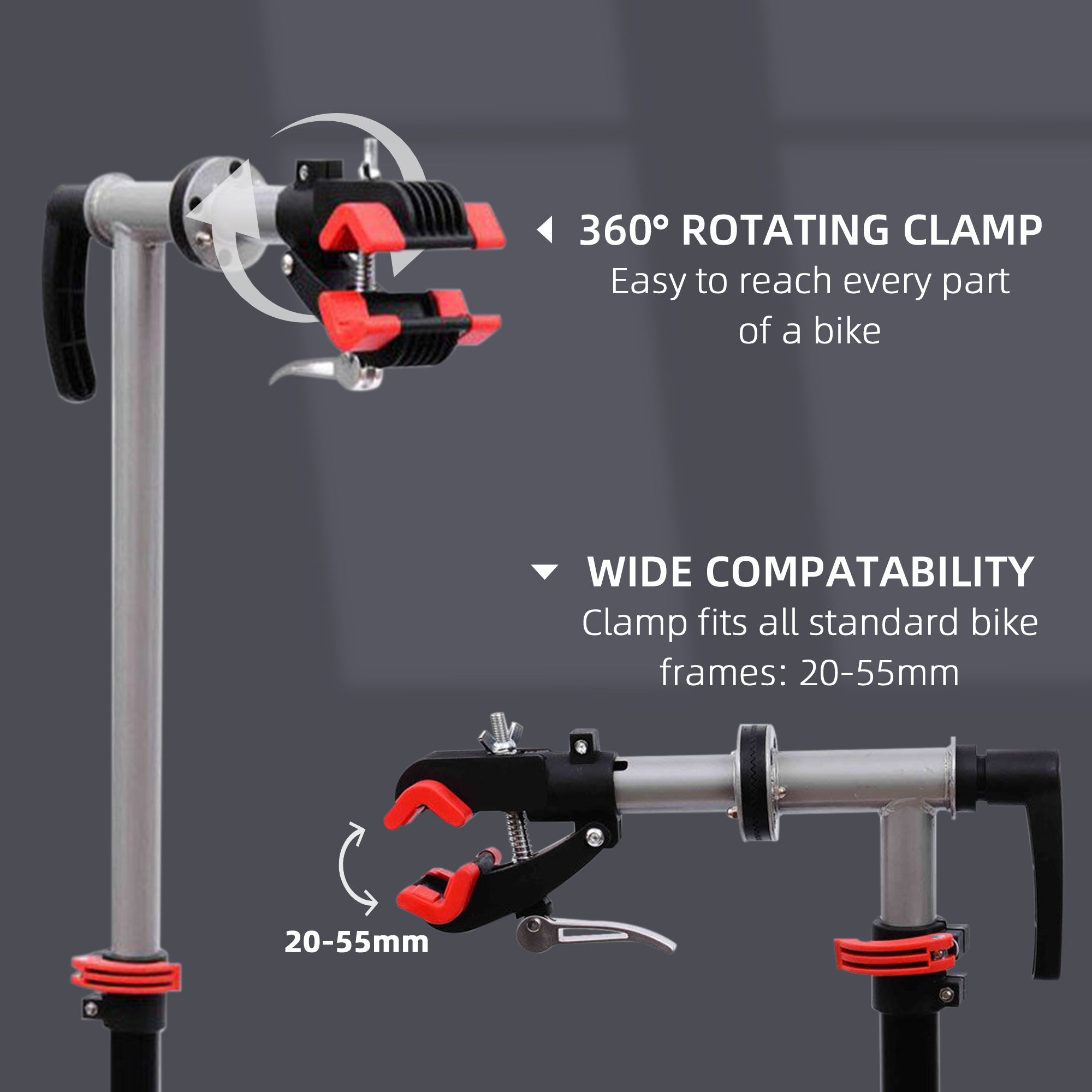 HOMCOM Bike Repair Stand Adjustable 47" To 75" with Tool Tray Bicycle Cycle Maintenance Rack Workstation