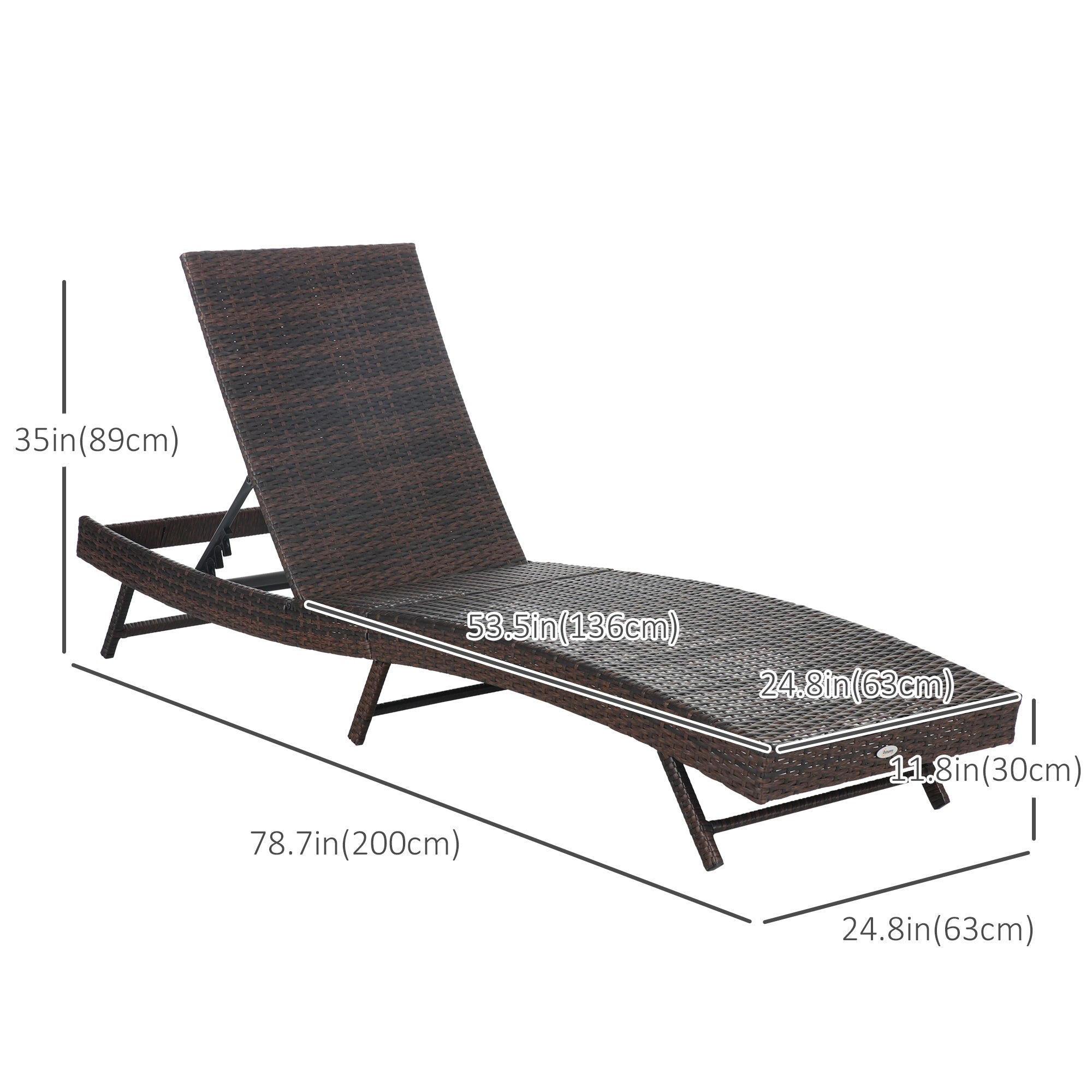 Outsunny Patio Relaxation: Outdoor Rattan Chaise Lounge Chair with 5-Position Back and Gray Cushion